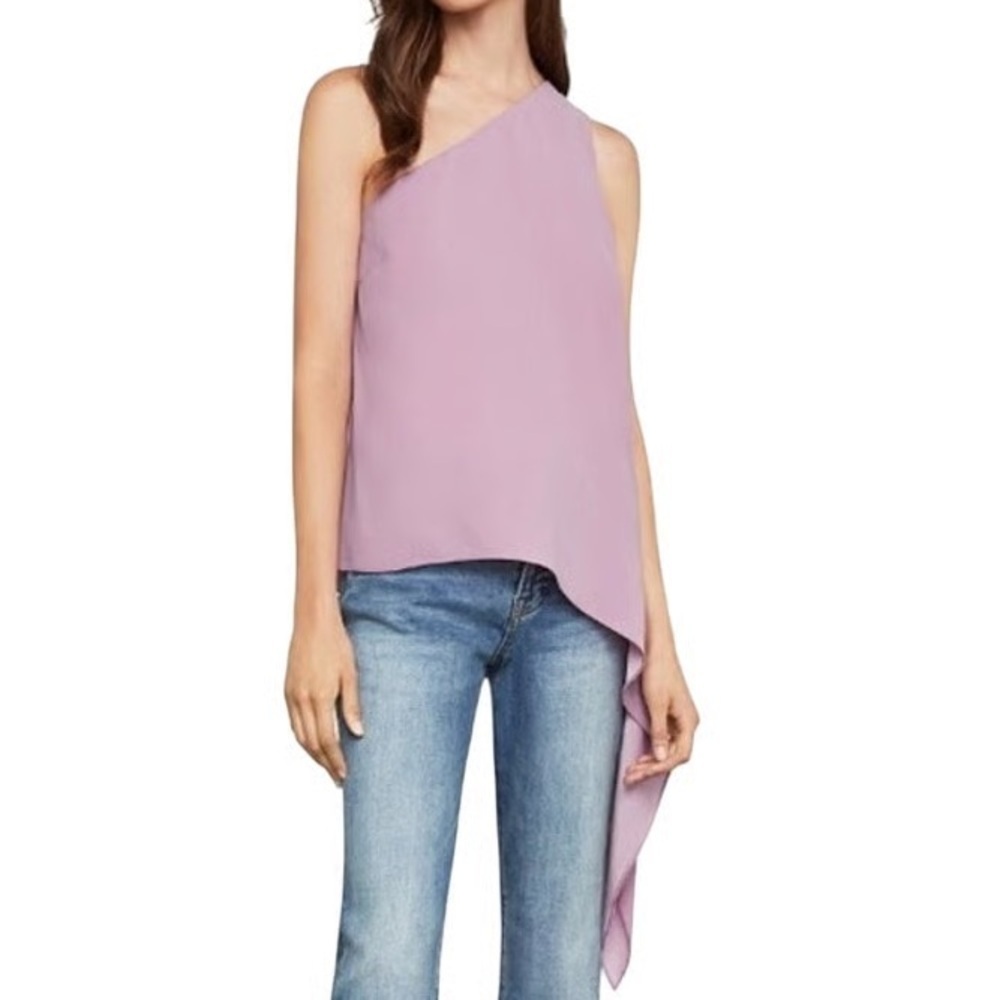 235. Bcbg maxazria pink one shoulder blouse with tie med